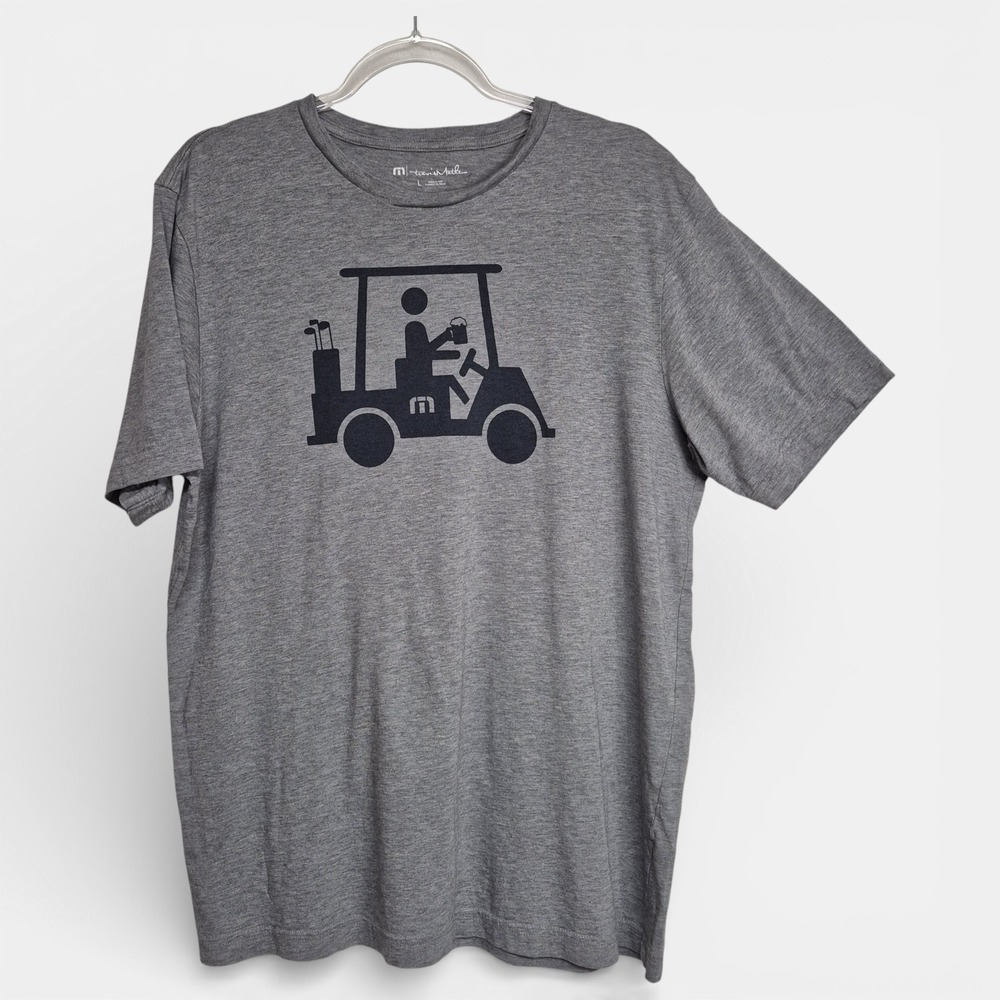 Travis Mathew Mens Golf Cart Graphic T-Shirt Heather Grey Large